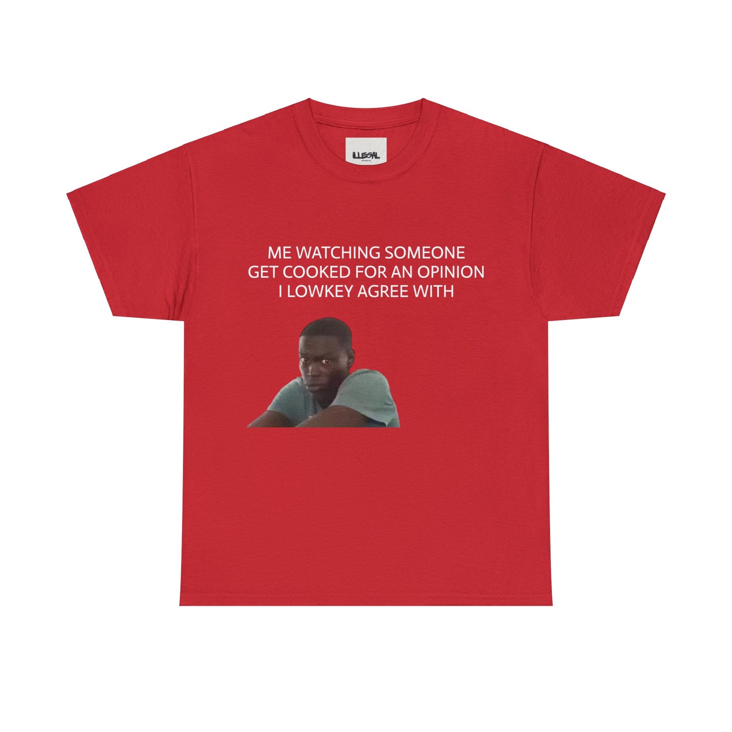 Me atching Someone Get Cooked for an Opinion I lowkey Agree with, Unisex Heavy Cotton Tee